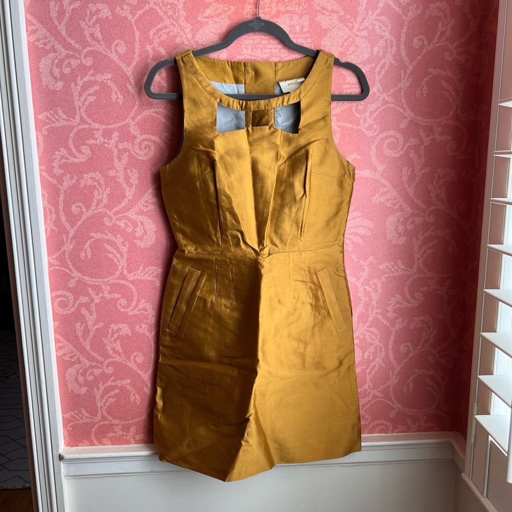 Anthropologie gold dress